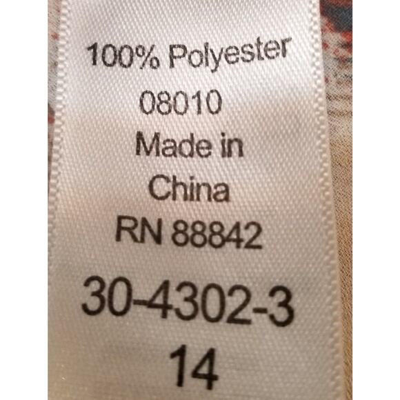 Ellos Plaid Pull On Shirt Blouse / Dress Button Cuff Long Sleeve Ruching Size 14 - Picture 7 of 8